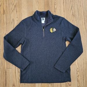 NHL Blackhawks Navy 1/4 Zip-Up Sweater Pullover Size S
